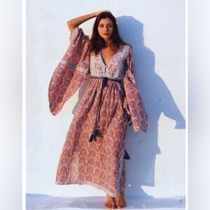 BUGGY NYC LOU LOU QUILTED KAFTAN NANTUCKET RED SIZE XSMALL